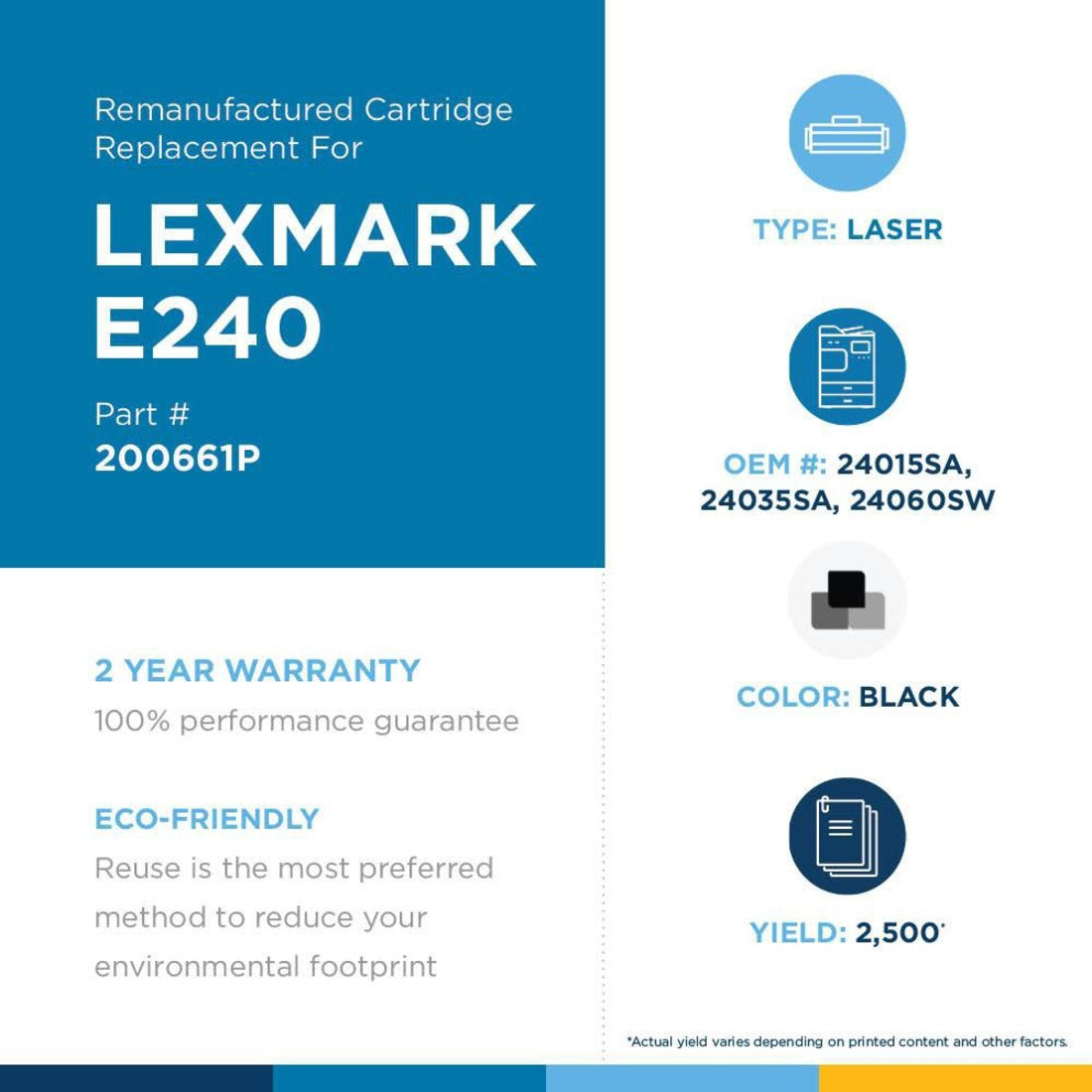 Clover Technologies Remanufactured Laser Toner Cartridge - Alternative for Lexmark (E230 E232 E240 E330 E332 E340 24060SW 24080SW 24015SA 24035SA) - Black Pack