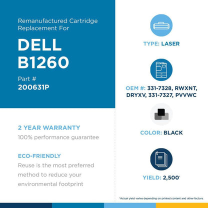 Clover Technologies Remanufactured High Yield Laser Toner Cartridge - Alternative for Dell 331-7328 DRYXV RWXNT 331-7327 - Black - 1 Pack