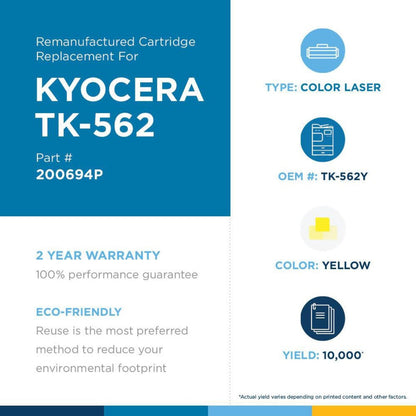 Clover Technologies Laser Toner Cartridge - Alternative for Kyocera TK-562Y - Yellow - 1 Pack