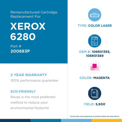 Clover Technologies Remanufactured High Yield Laser Toner Cartridge - Alternative for Xerox 106R01393 106R01389 106R1389 106R1393 - Magenta - 1 Pack