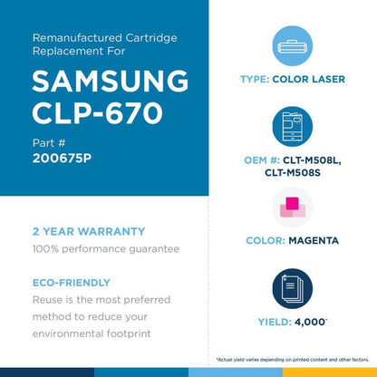 Clover Technologies High Yield Laser Toner Cartridge - Alternative for Samsung CLT-M5082L CLT-M508L CLT-M5082L/ELS CLT-M5082S CLT-M5082S/ELS CLT-M508S - Magenta - 1 Pack