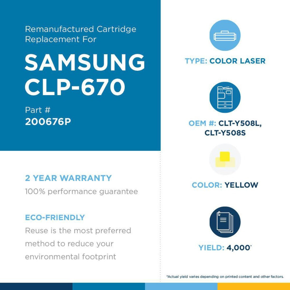 Clover Technologies High Yield Laser Toner Cartridge - Alternative for Samsung CLT-Y5082L CLT-Y508L CLT-Y5082L/ELS CLT-Y5082S CLT-Y5082S/ELS CLT-Y508S - Yellow - 1 Pack