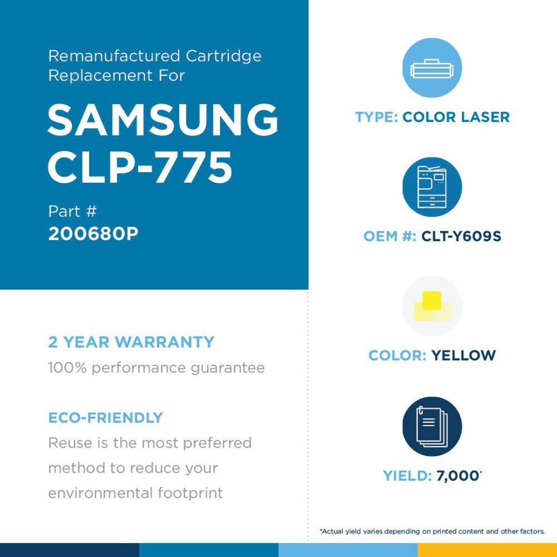 Clover Technologies Laser Toner Cartridge - Alternative for Samsung CLT-Y6092S CLT-Y609S CLT-Y6092S/ELS - Yellow - 1 Pack