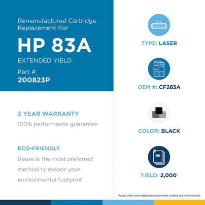 Clover Technologies Remanufactured Extended Yield Laser Toner Cartridge - Alternative for HP 83A (CF283A CF283A(J)) - Black Pack