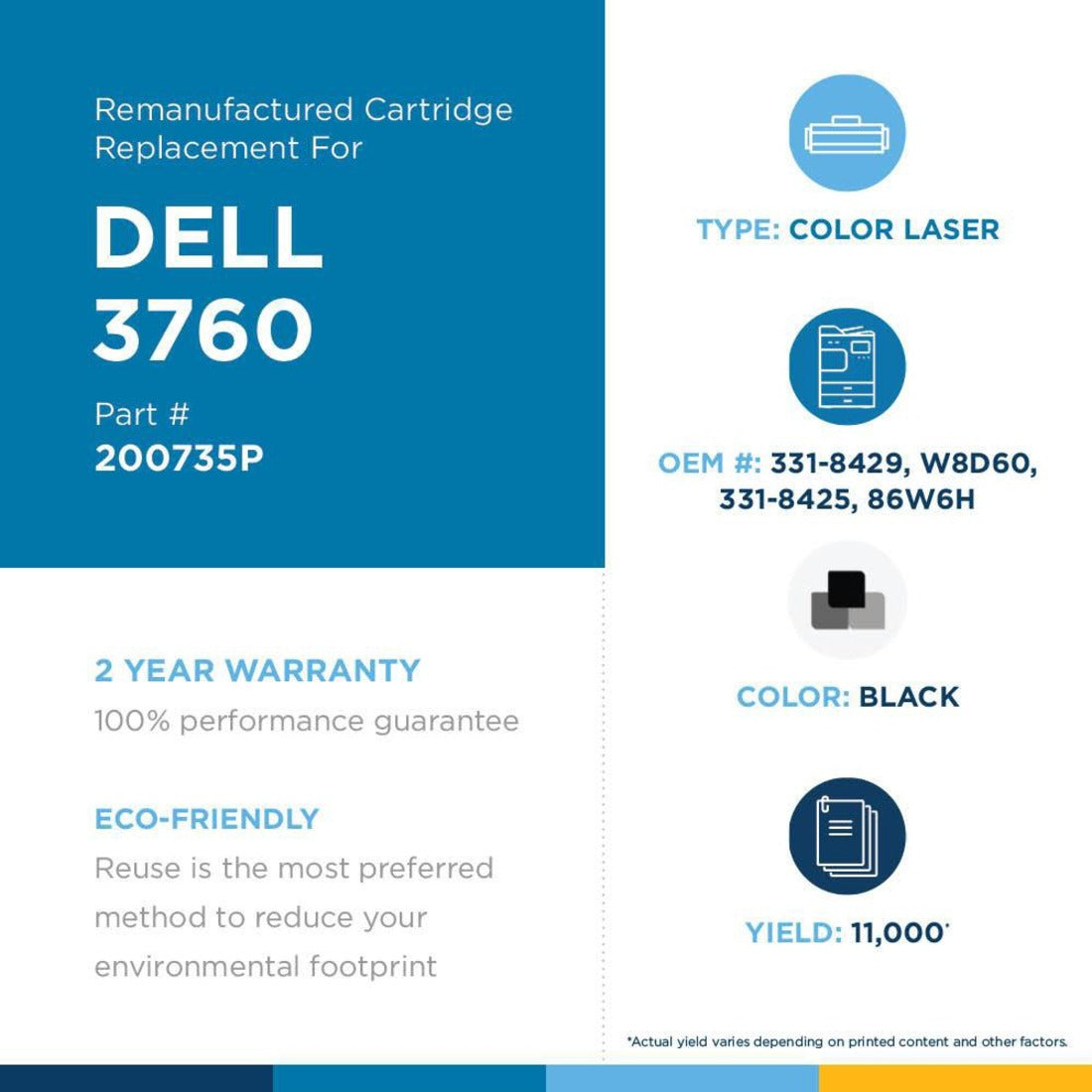 Clover Technologies High Yield Laser Toner Cartridge - Alternative for Dell 331-8429 W8D60 331-8425 86W6H - Black - 1 Pack