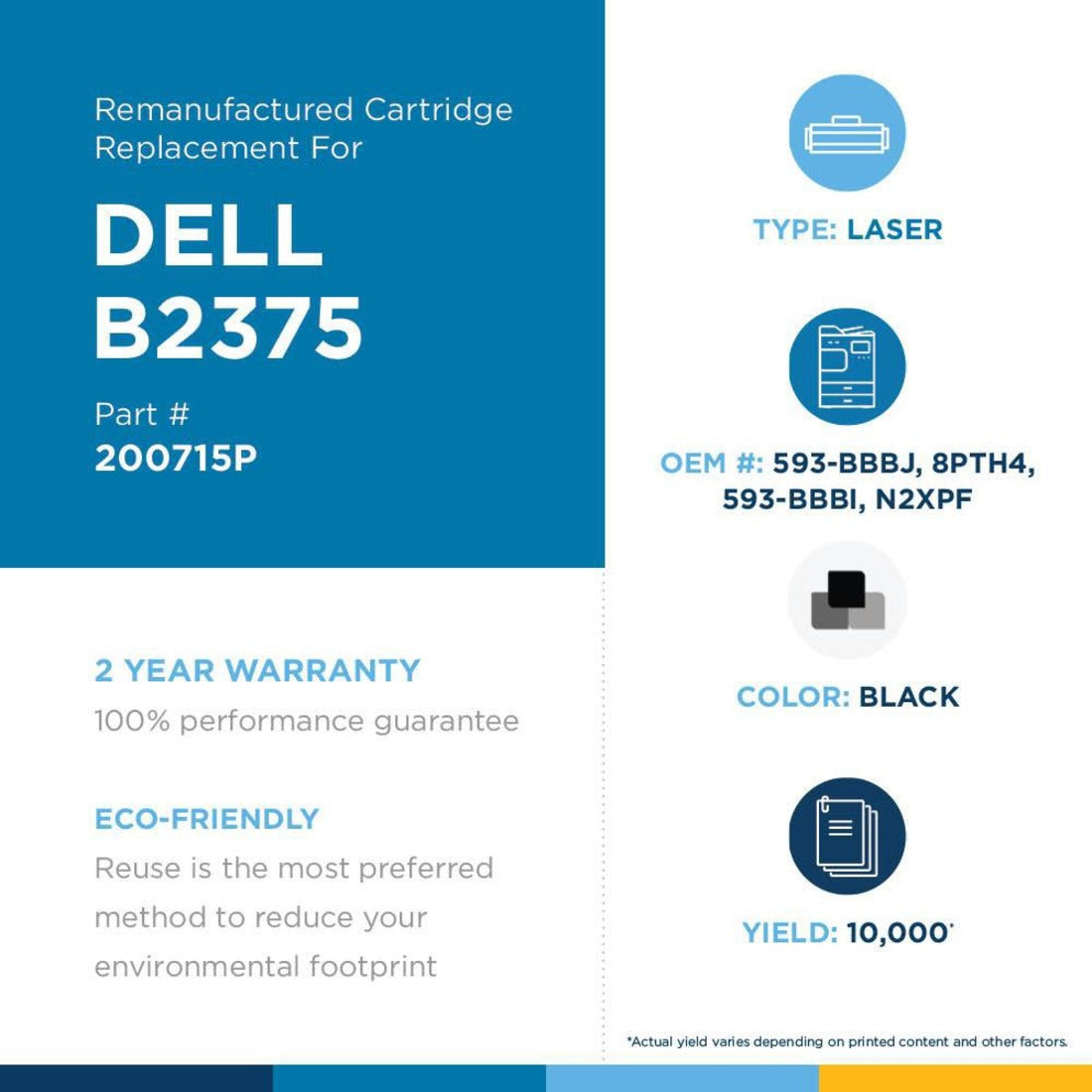 Clover Technologies Laser Toner Cartridge - Alternative for Dell N2XPF 593-BBBI 593-BBBJ 8PTH4 - Black - 1 Pack