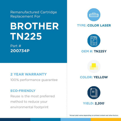 Clover Technologies Remanufactured High Yield Laser Toner Cartridge - Alternative for Brother TN225 TN225Y - Yellow Pack