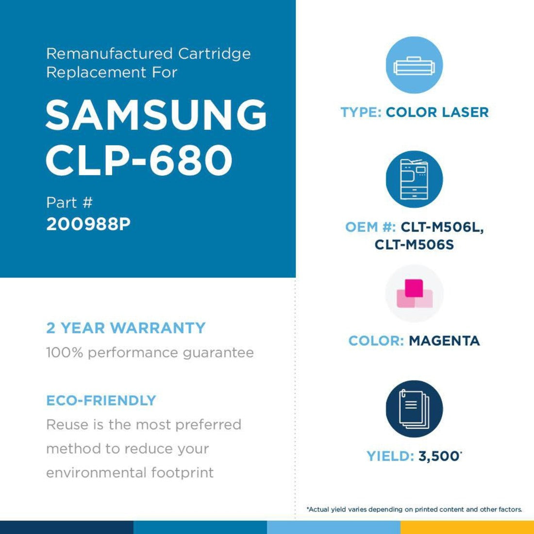 Clover Technologies Remanufactured High Yield Laser Toner Cartridge - Alternative for Samsung (CLT-M506L CLT-M506S) - Magenta Pack