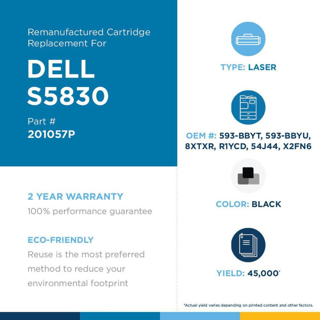 Clover Technologies Remanufactured Extra High Yield Laser Toner Cartridge - Alternative for Dell (S5830 593-BBYT 593-BBYU 8XTXR R1YCD 54J44 X2FN654J44 X2FN6) - Black Pack