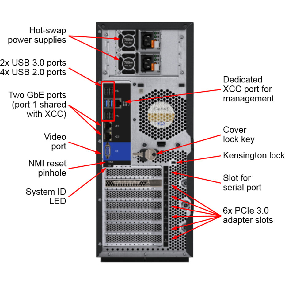 Lenovo ThinkSystem ST550 7X10A0B3NA 4U Tower Server - 1 x Intel Xeon Silver 4210 2.20 GHz - 16 GB RAM - 12Gb/s SAS Serial ATA/600 Controller