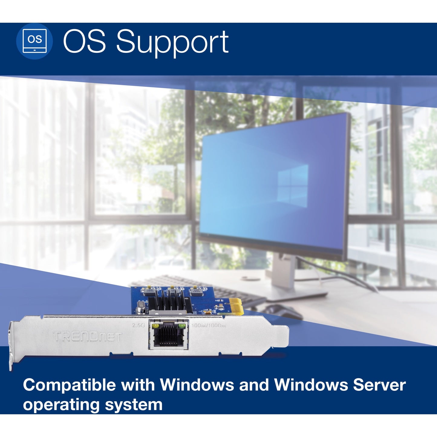 TRENDnet 2.5Gase-T PCIe Network Adapter; Standard and Low-Profile Brackets Included; Windows; Server; Linux and Vmware Esxi 6.X; 5.X; TEG-25GECTX