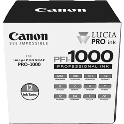 Canon LUCIA PRO PFI-1000 Original Inkjet Ink Cartridge - Cyan Magenta Yellow Photo Cyan Photo Magenta Red Blue Matte Black Photo Black Gray Photo Gray ... - 12 Pack