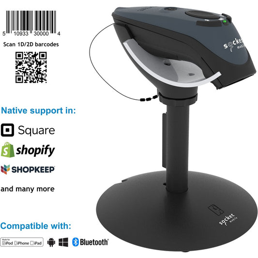 Socket Mobile DuraScan&reg; D750 Universal Plus Barcode Scanner Gray & Charging Stand