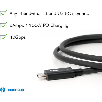 Plugable Thunderbolt 3 Cable 40Gbps Supports 100W (20V 5A) Charging