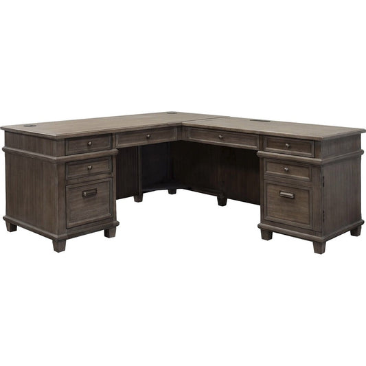 Martin Carson L Desk with Right Return Pencil Utility and File Drawers