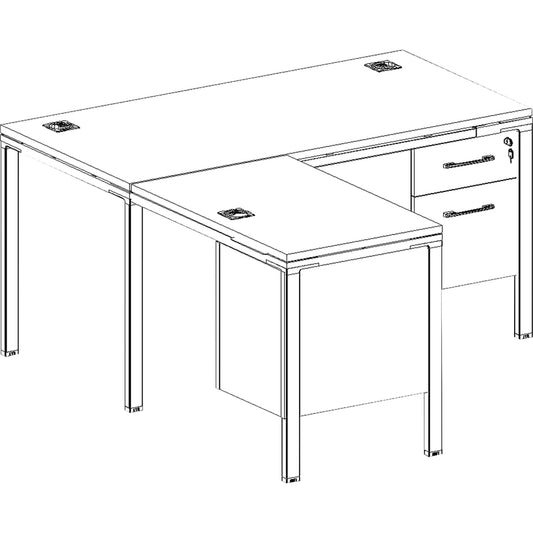 Boss L Shaped Desk Unit 3 Grommets and 2 Pedestals