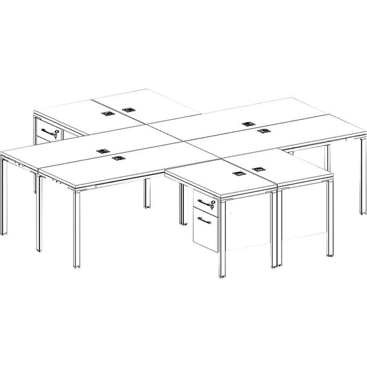 Boss 4 - L Shaped Desk Units 4 Pedestals