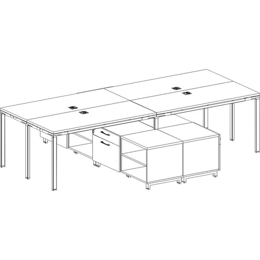 Boss 4 Desks with 4 Cabinets