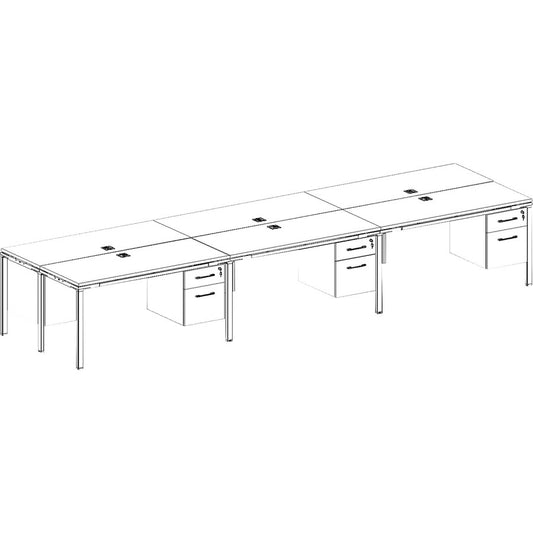 Boss 6 Desks 3 Side by Side and 3 Face to Face with 6 Pedestals