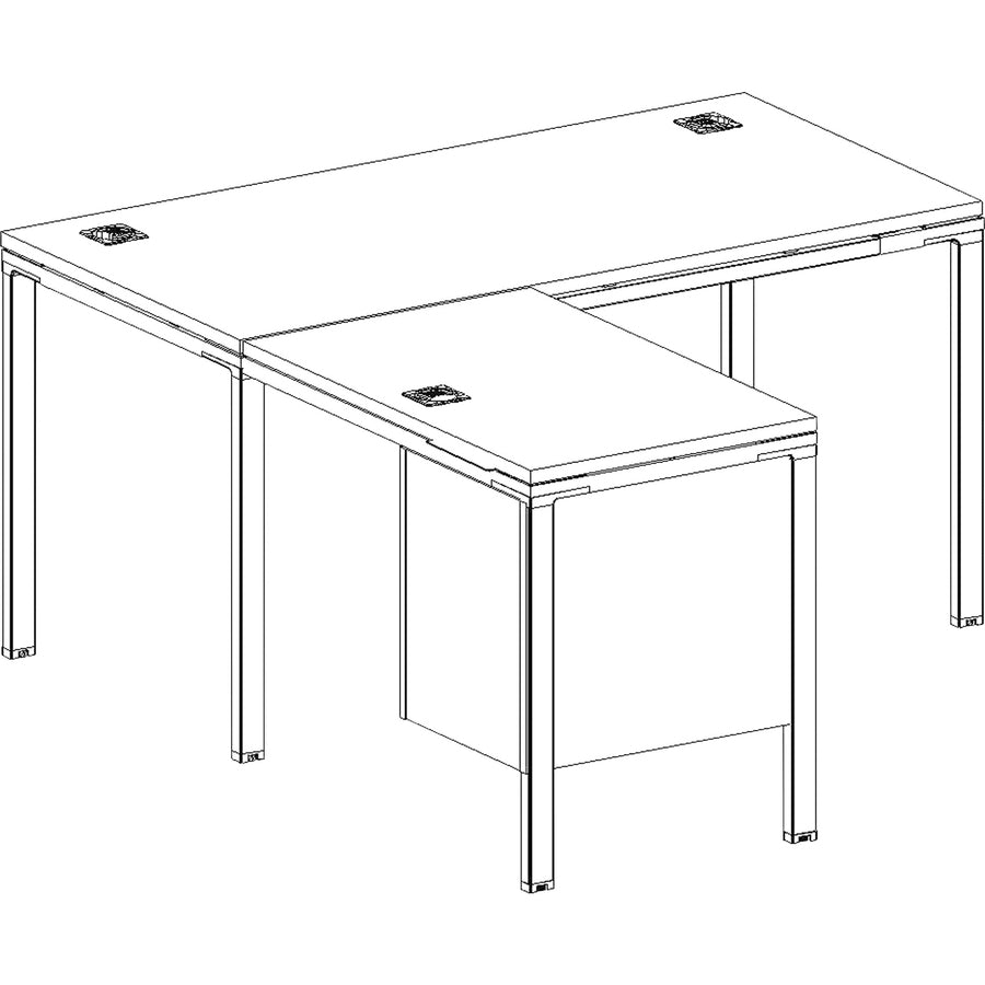 Boss L Shaped Desk Unit 3 Grommets and 1 Pedestal