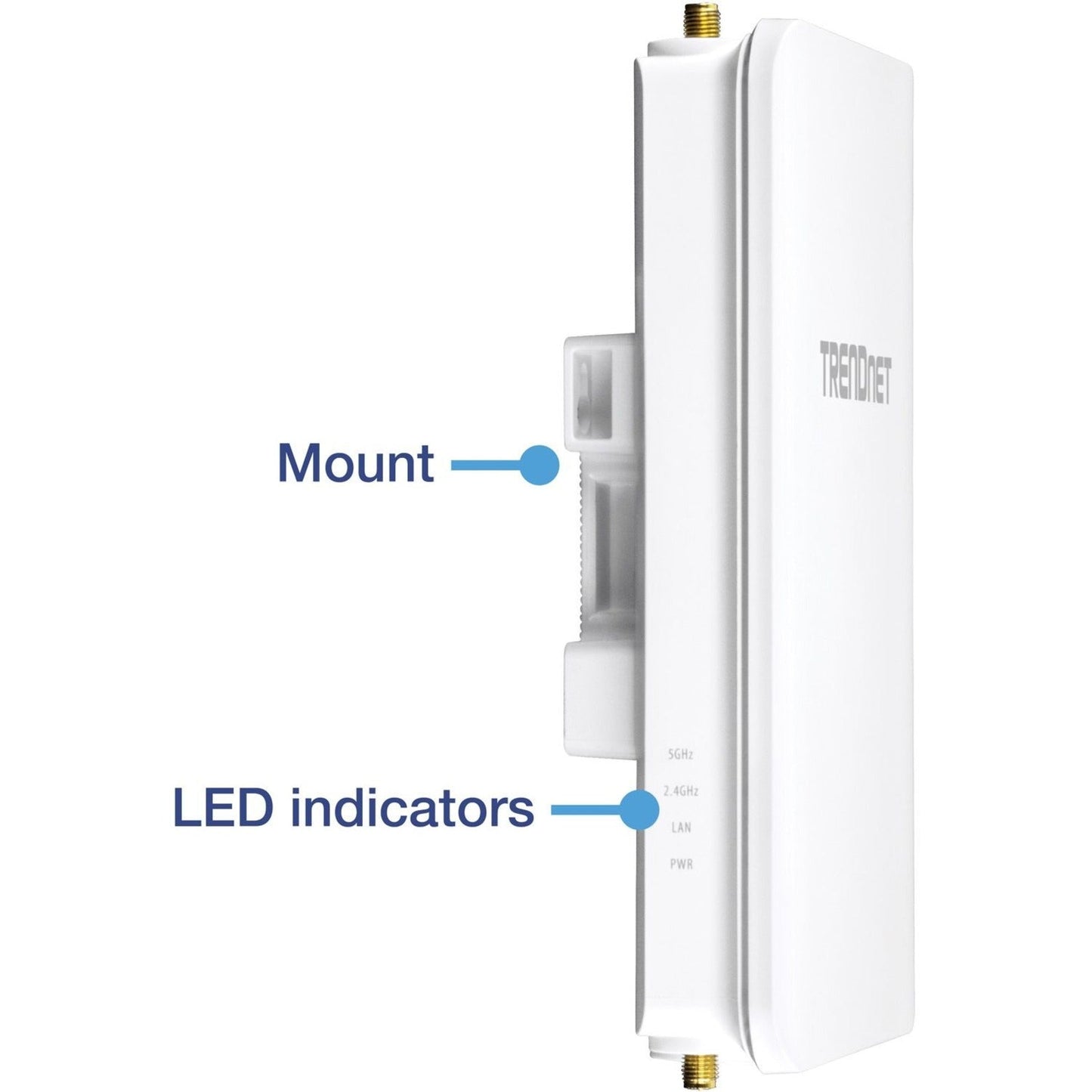 TRENDnet 5 DBI Wireless AC1300 Outdoor PoE+ Omni-Directional Access Point; TEW-841APBO; 4 X 5 DBI Omni Directional Antennas; Point-to-Point & Point-to-Multi-Point WiFi Bridging; IEEE 802.3AT PoE+