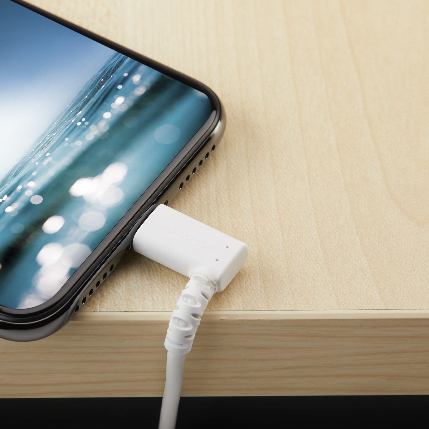 StarTech.com 2m USB A to Lightning Cable iPhone iPad Durable Right Angled 90 Degree White Charger Cord w/Aramid Fiber Apple MFI Certified
