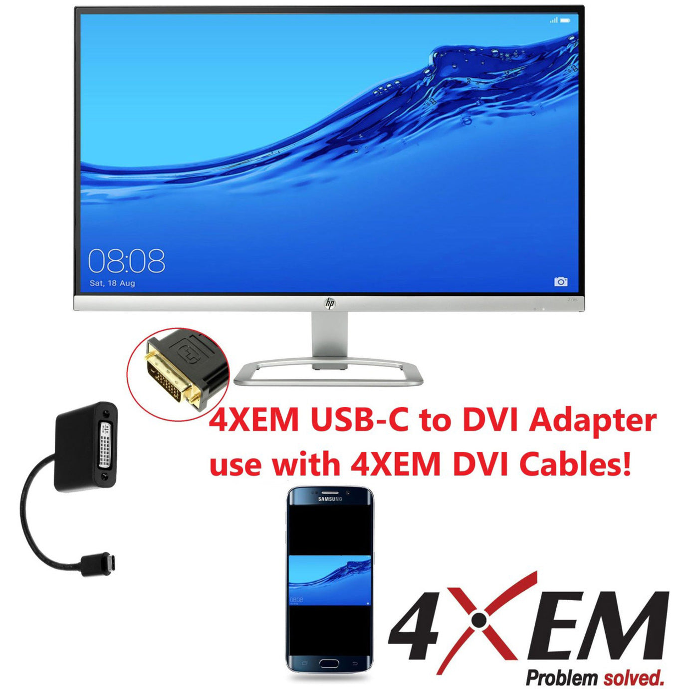 4XEM USB-C to DVI Adapter