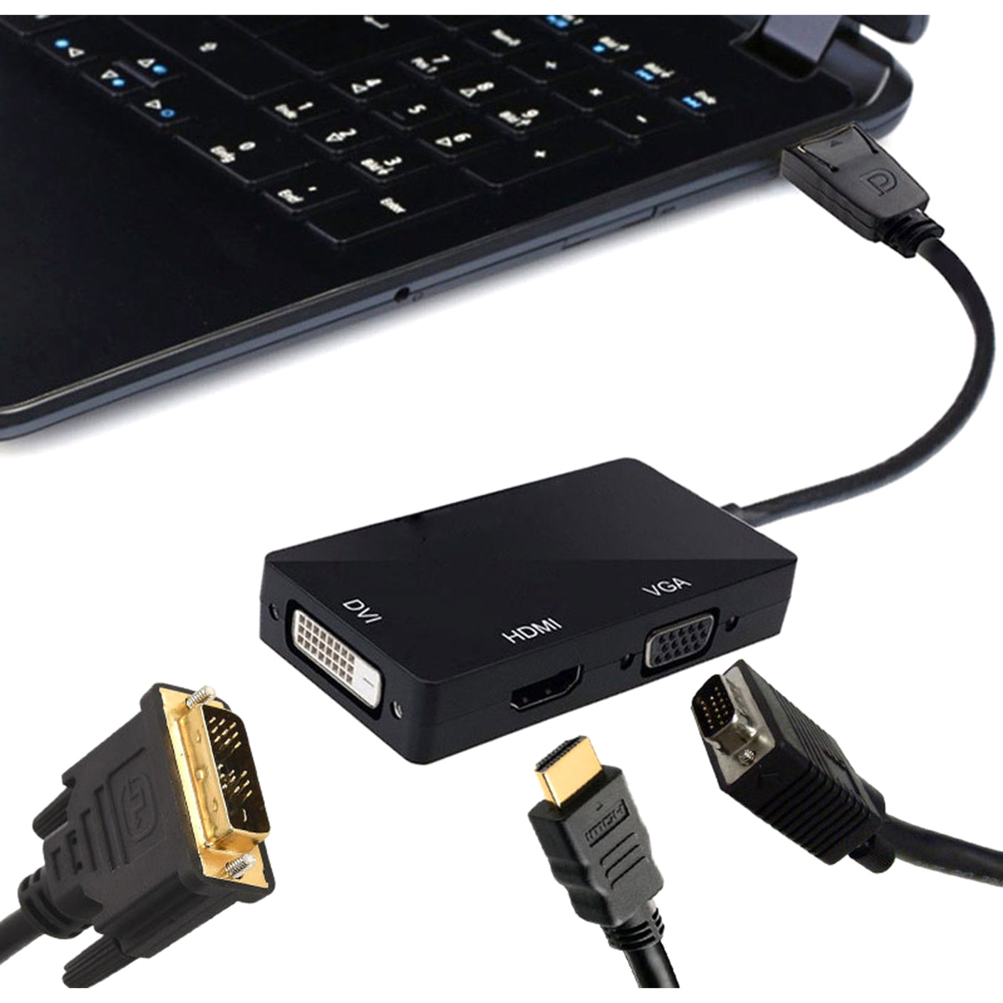 4XEM 3 In 1 DisplayPort to HDMI DVI VGA Adapter