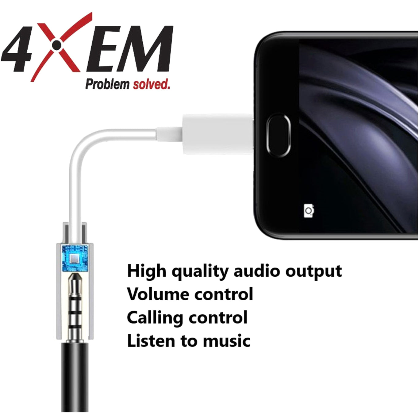 4XEM USB-C Male TO 3.5MM Female Adapter White