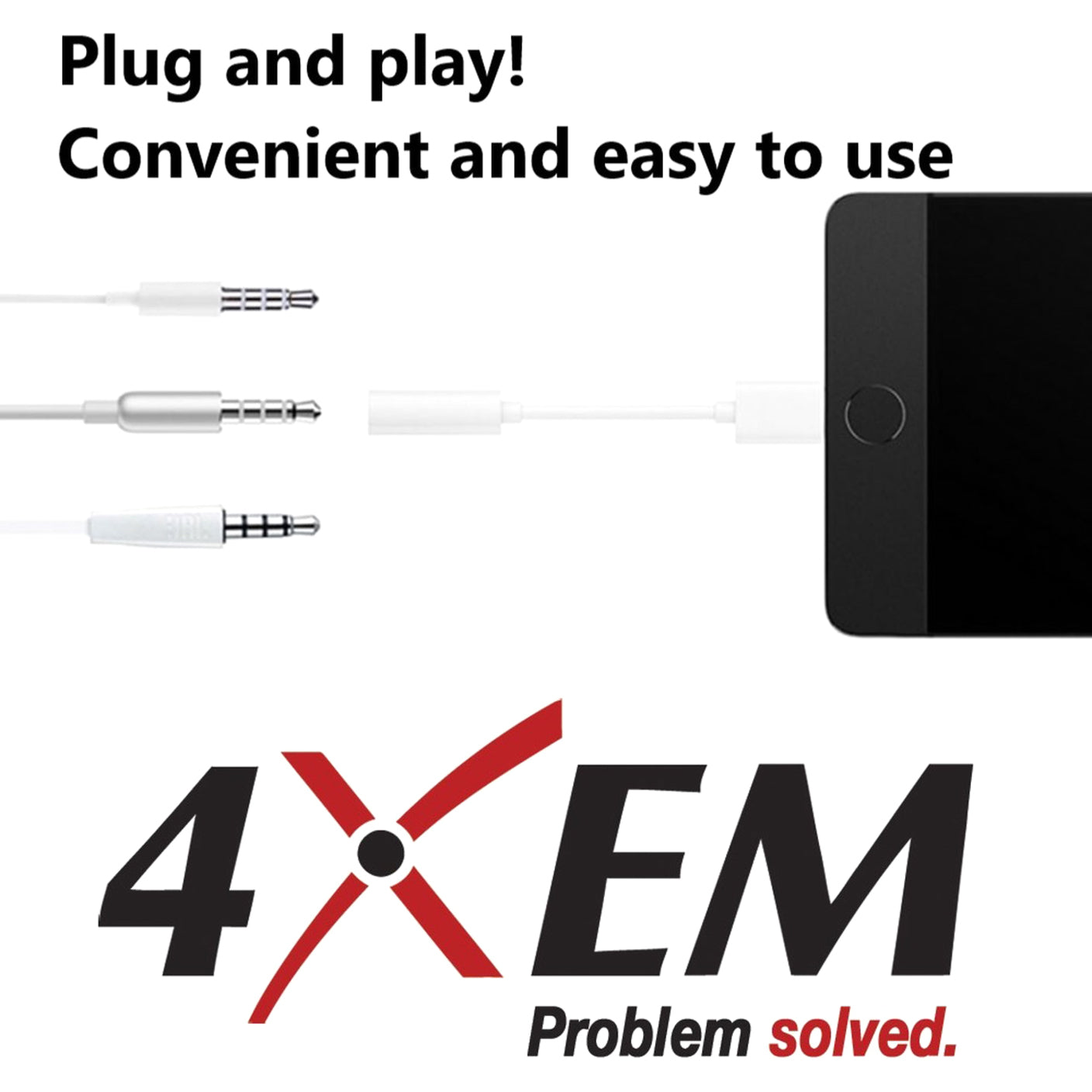 4XEM USB-C Male TO 3.5MM Female Adapter White