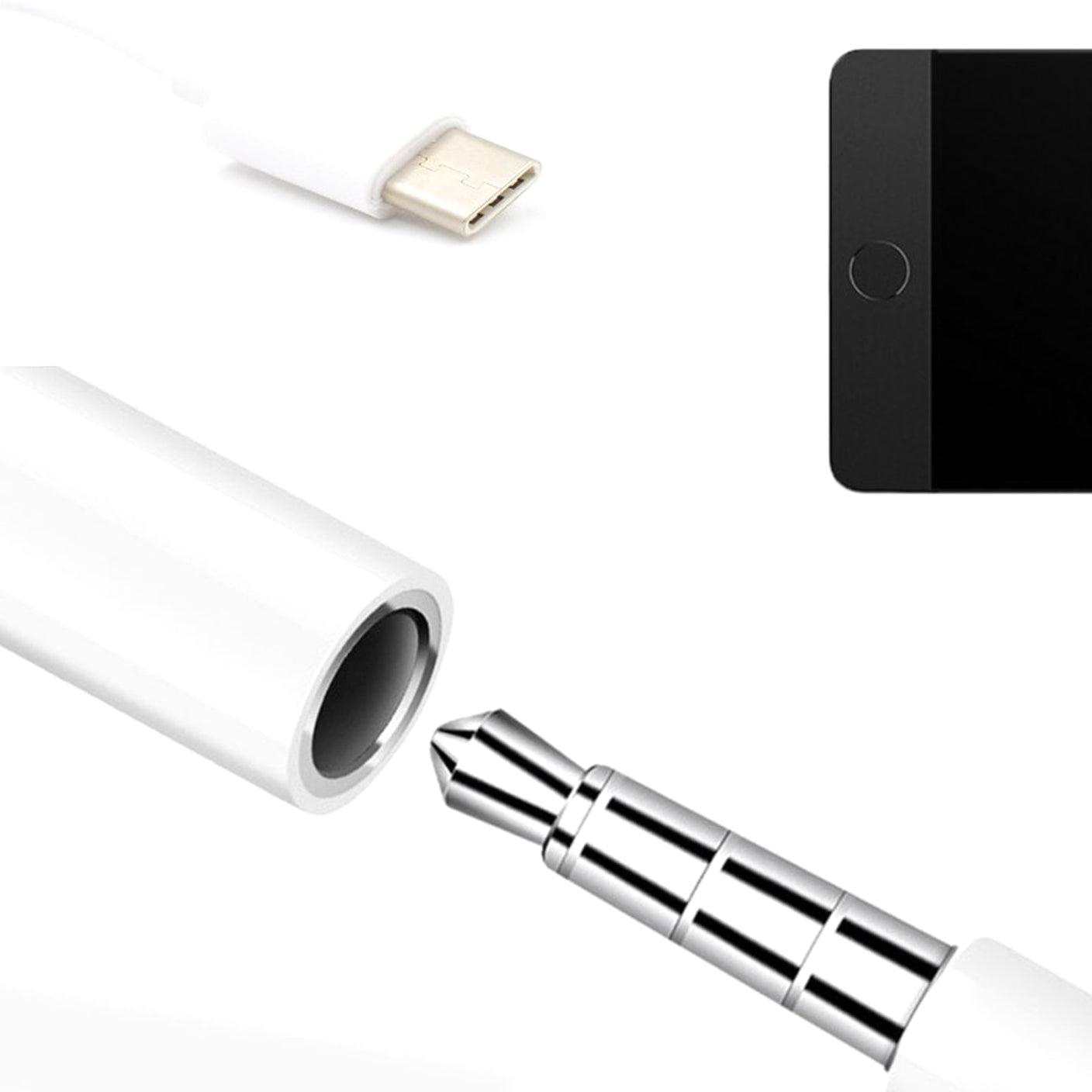 4XEM USB-C Male TO 3.5MM Female Adapter White