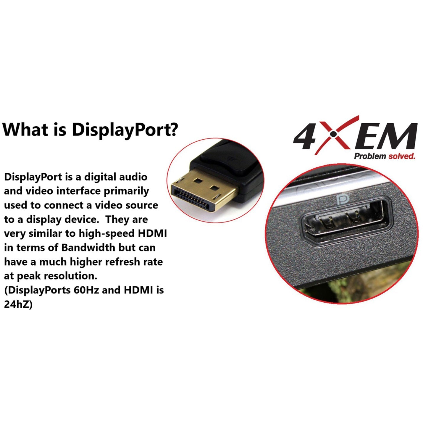 4XEM DisplayPort To VGA Adapter Cable