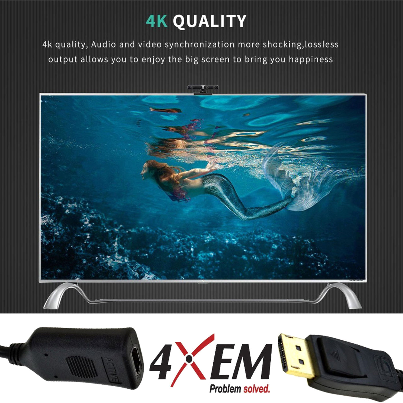 4XEM 4K Displayport to HDMI Female Adapter