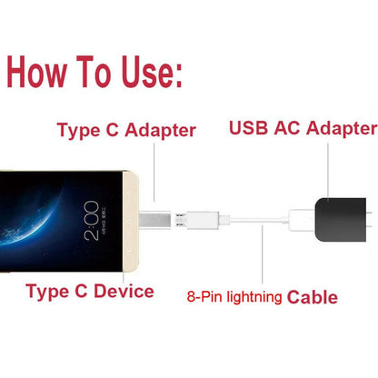 4XEM USB-C MALE TO 8 PIN FEMALE