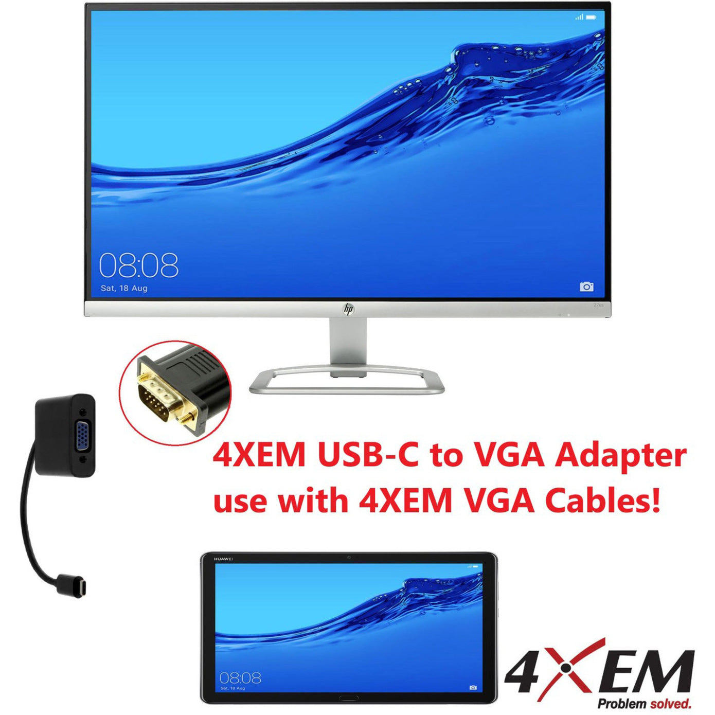 4XEM USB-C to VGA Adapter