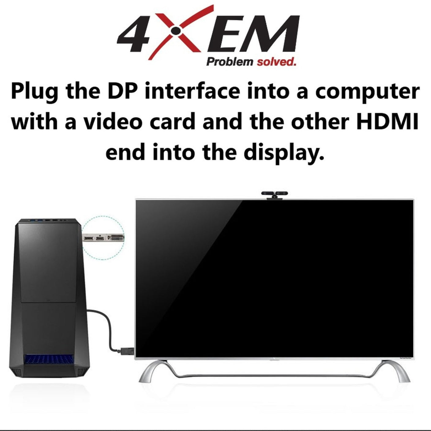 4XEM 4K Displayport to HDMI Cable 3ft