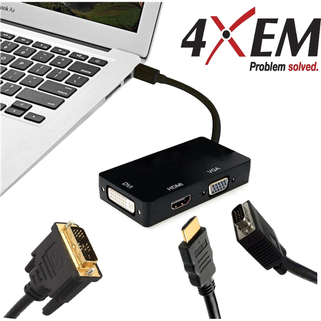 4XEM 3 In 1 Mini DisplayPort to HDMI DVI VGA Adapter