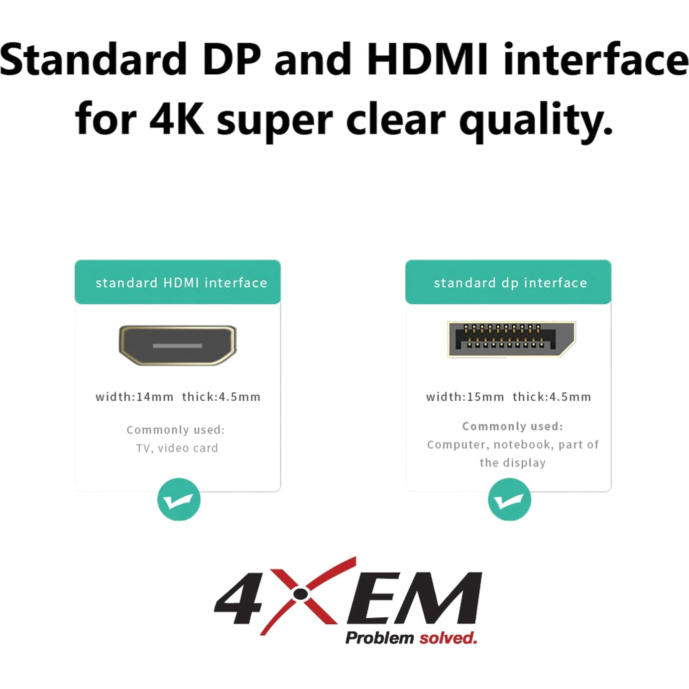 4XEM 4K Displayport to HDMI Cable 6ft