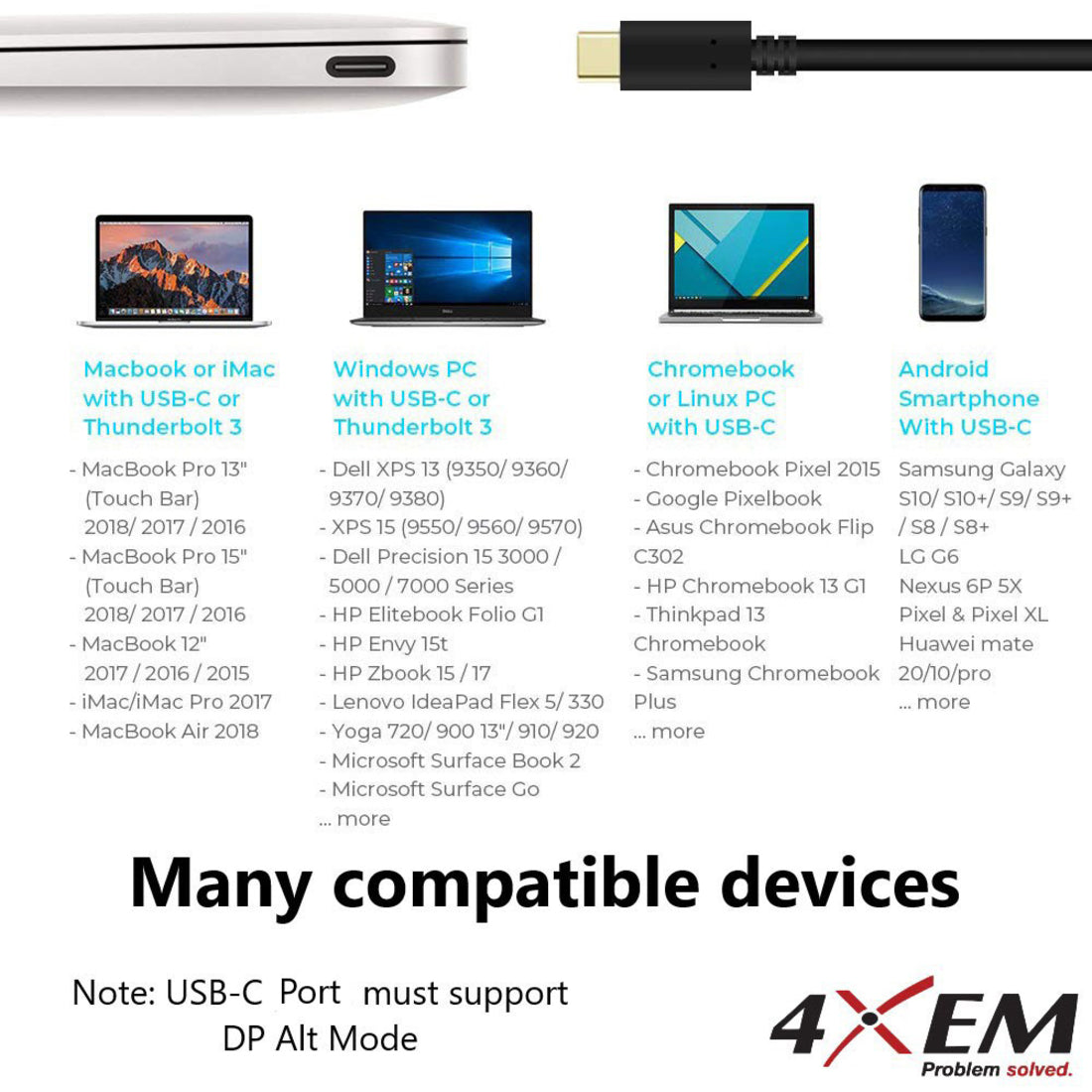 4XEM USB-C to VGA Cable