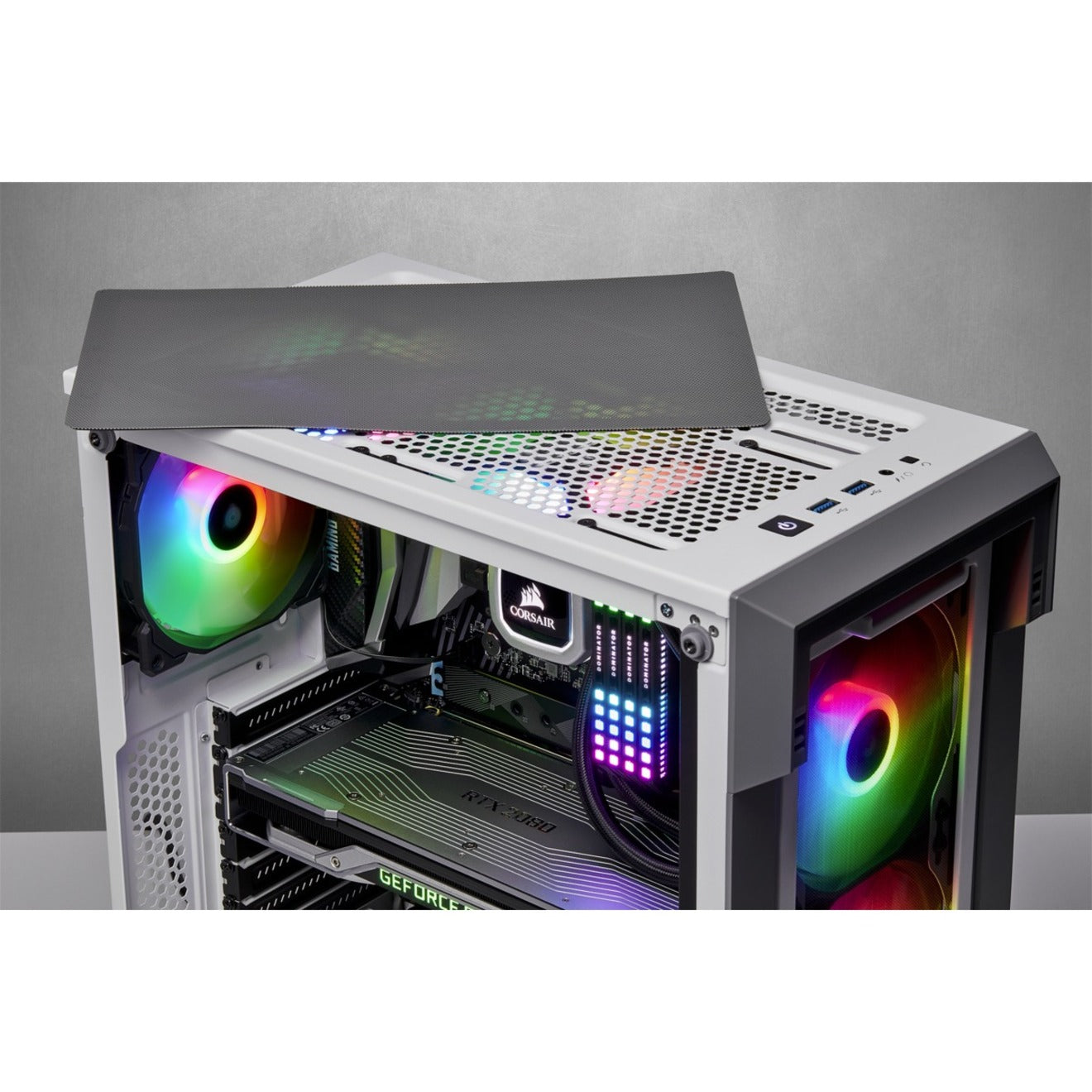 Corsair iCUE 220T RGB Airflow Tempered Glass Mid-Tower Smart Case - White