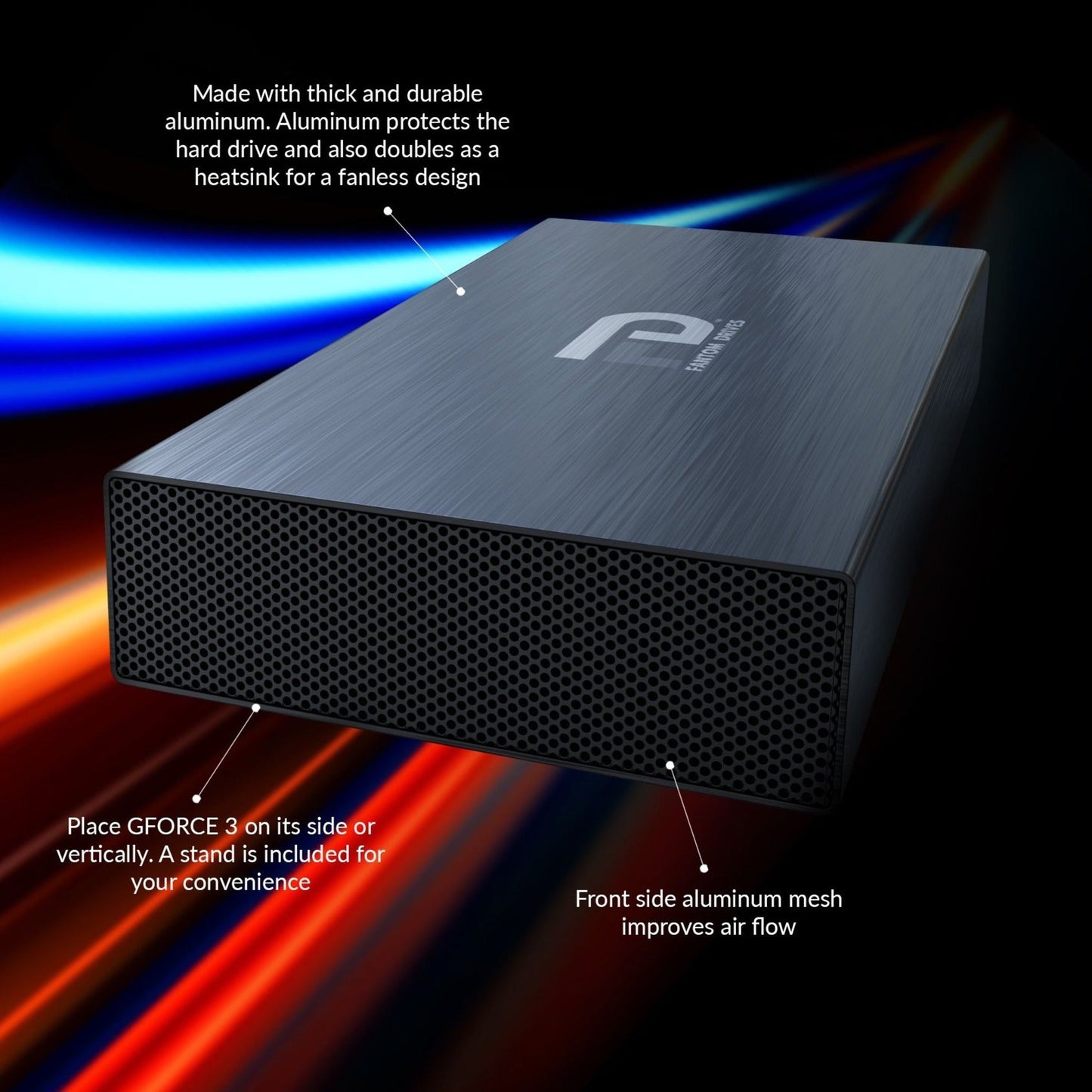 Fantom Drives 4TB External Hard Drive - GFORCE 3 - USB 3 eSATA Aluminum Black GF3B4000EU-TAA TAA Compliant