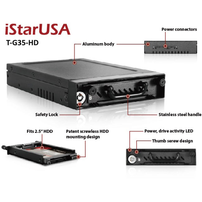 iStarUSA T-G35-HD Drive Bay Adapter for 3.5" - Serial ATA/600 Host Interface Internal - Black