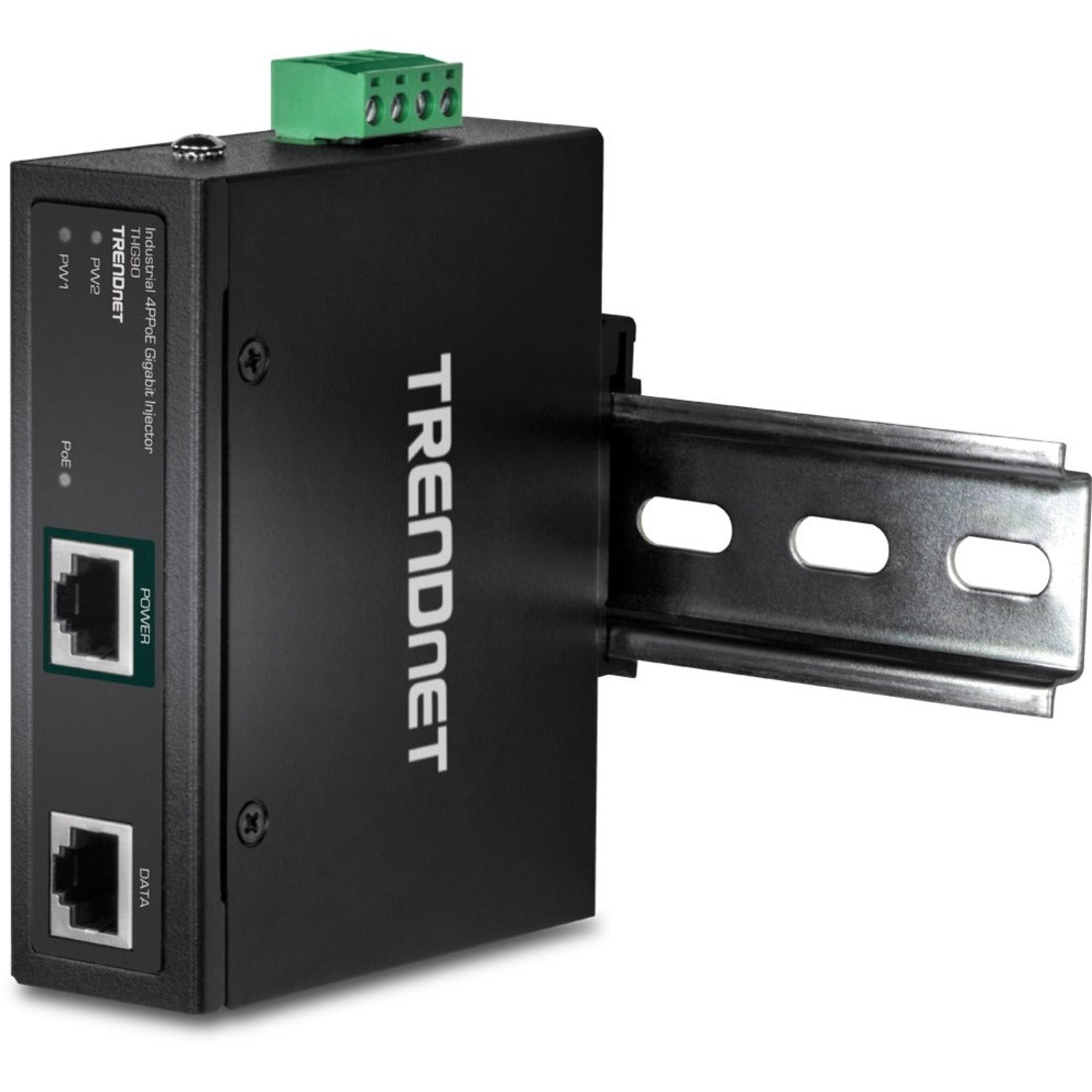 TRENDnet Hardened Industrial 90W Gigabit 4Ppoe Injector4-Pair Power Over Ethernet Poe(15.4W) Poe+(30W) 4Ppoe(90W)Power IP30 DIN-Rail/Wall Mount Included 4-Pair Poe Up to 100M (328 ft.)TI-IG90