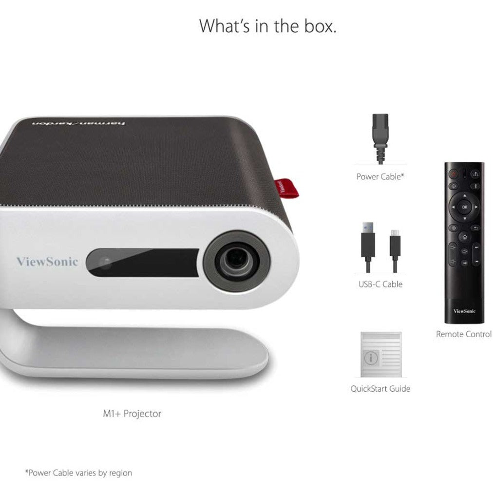 ViewSonic M1+ Portable LED Projector with Auto Keystone Dual Harman Kardon Bluetooth Speakers and HDMI USB C Stream Netflix with Dongle (M1PLUS)