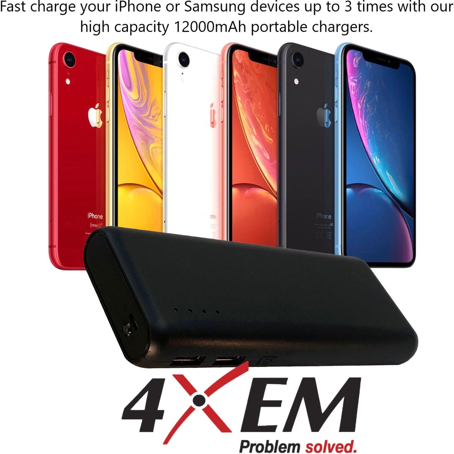 4XEM Fast Charging Power Bank with a 12000mAh Capacity