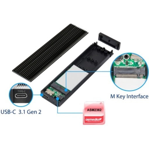 SYBA Multimedia SD-ENC40146 Drive Enclosure - USB 3.1 Type C Host Interface External - Black