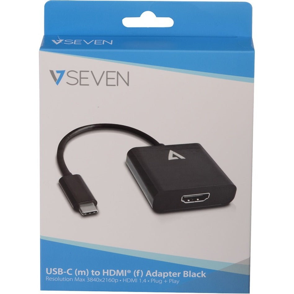 V7 Black USB Video Adapter USB-C Male to HDMI Female