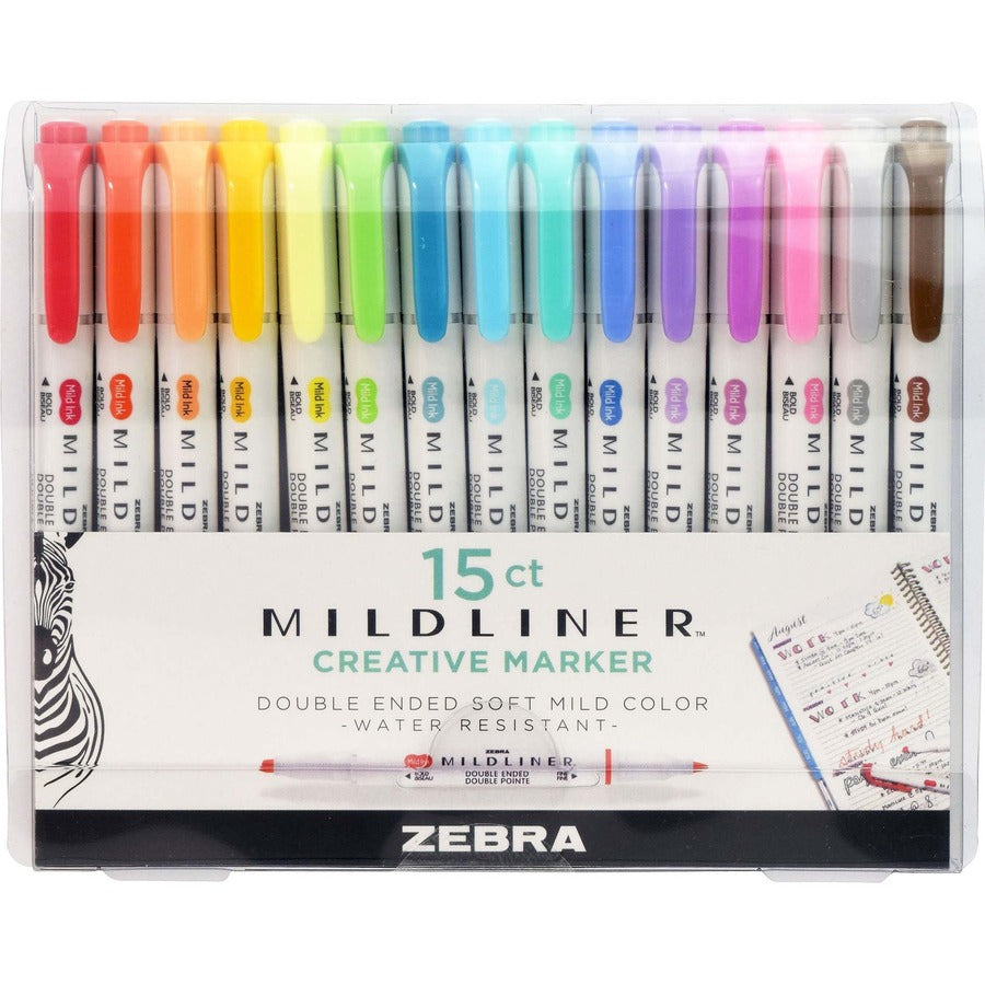 Zebra Pen Mildliner Double-ended Assorted Highlighter Set 15PK