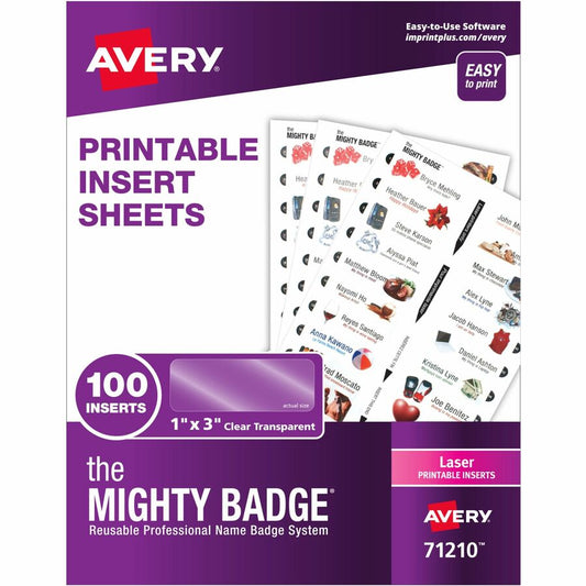 The Mighty Badge&reg; The Mighty Badge Printable Insert Sheets 100 Clear Inserts Laser