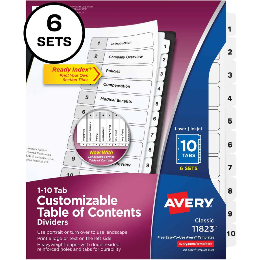 Avery&reg; Ready Index 10-tab Custom TOC Dividers